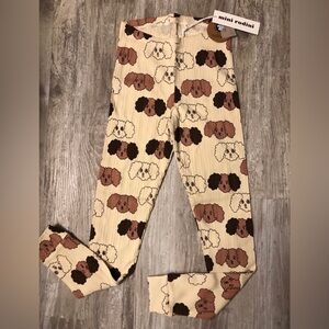 Mini Rodini Cream and Brown Dog Print Leggings 128/134 New